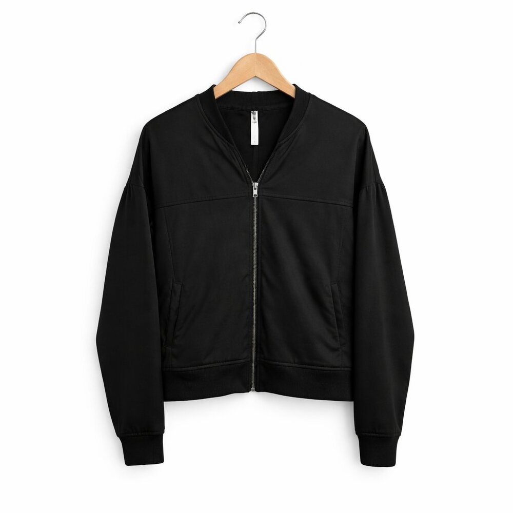 FABLETICS | Black Bomber Zip-Up Jacket – Women’s Large